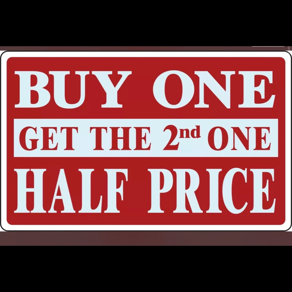 Buy something get second half off